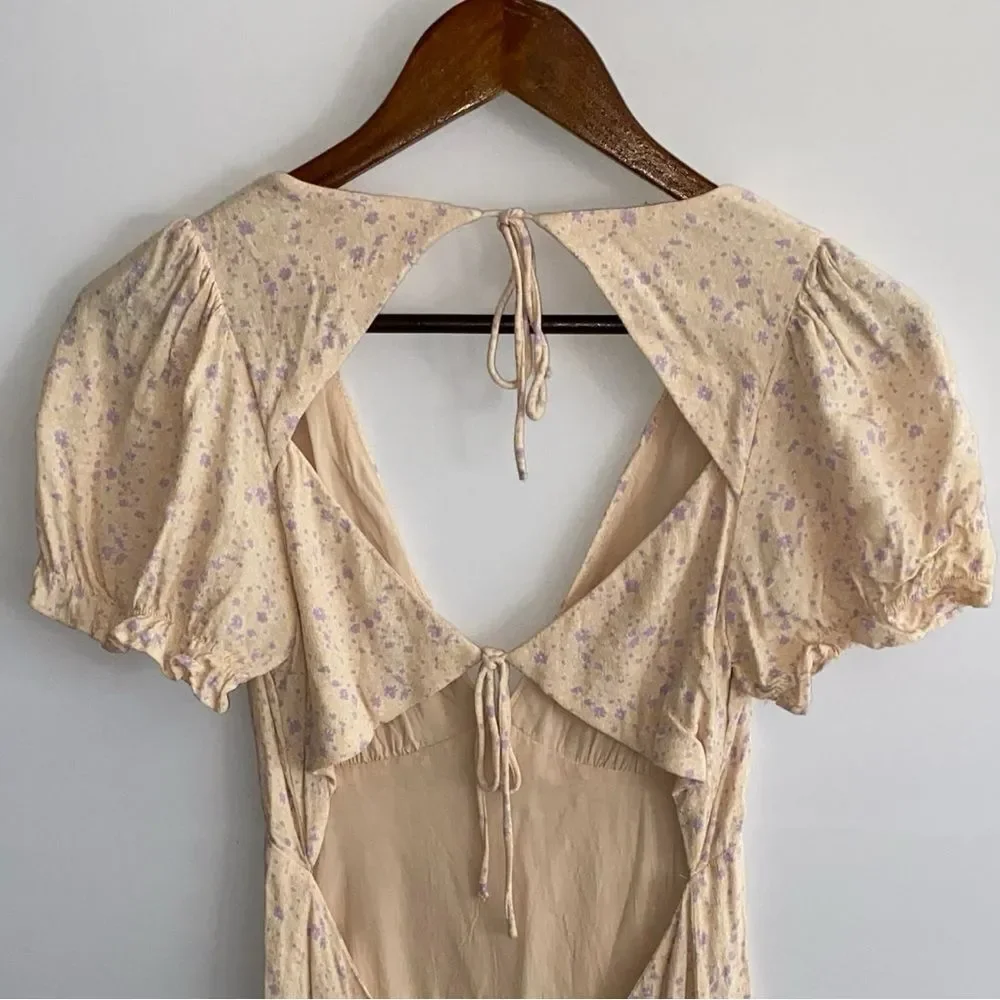 Sophie Rue Revolve Peachy Pink Floral Dress Open Back